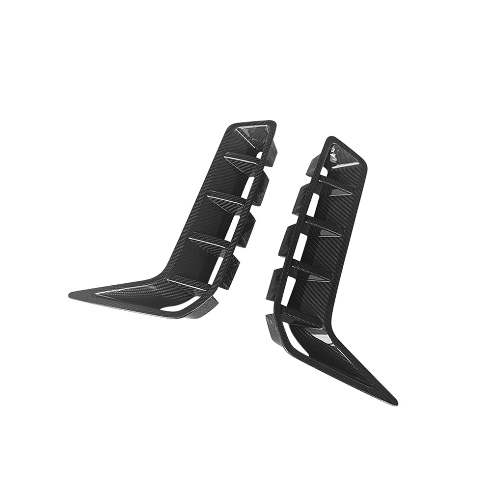 BMW G05 X5 LCI 2024+ carbon fiber front vent add-on by CT Carbon, showcasing sleek aerodynamic design and textured carbon fiber surface.