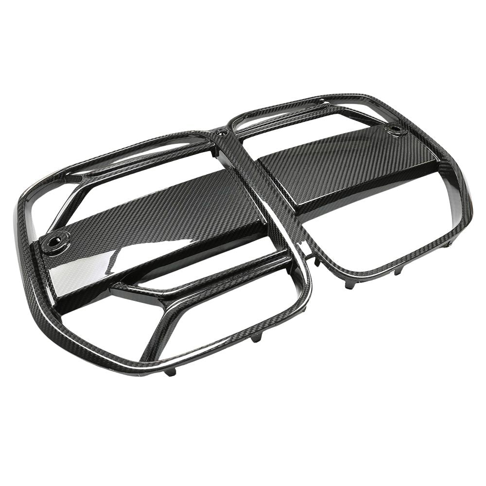 BMW 4 Series G22 G23 carbon fiber CSL grille with ACC sensors, matte black finish, designed for 2020+ models by CT Carbon.