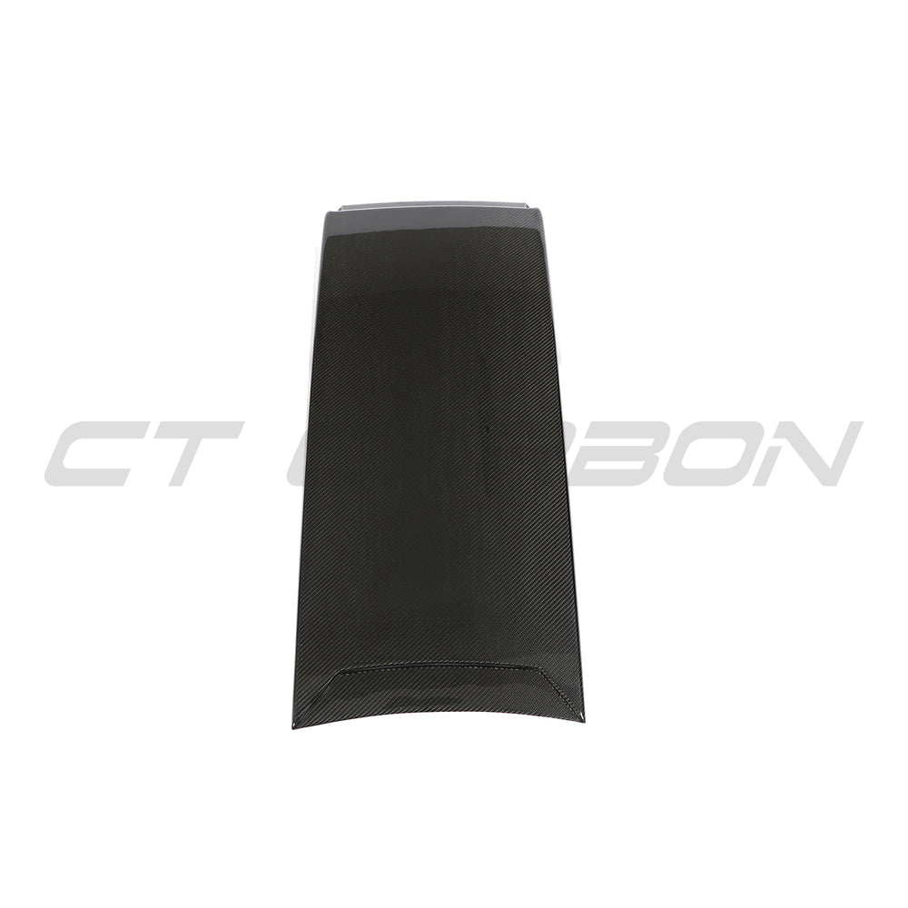 Carbon fibre roof scoop accessory for McLaren 570S and 570GT by CT Carbon, shown installed on the car's roof.