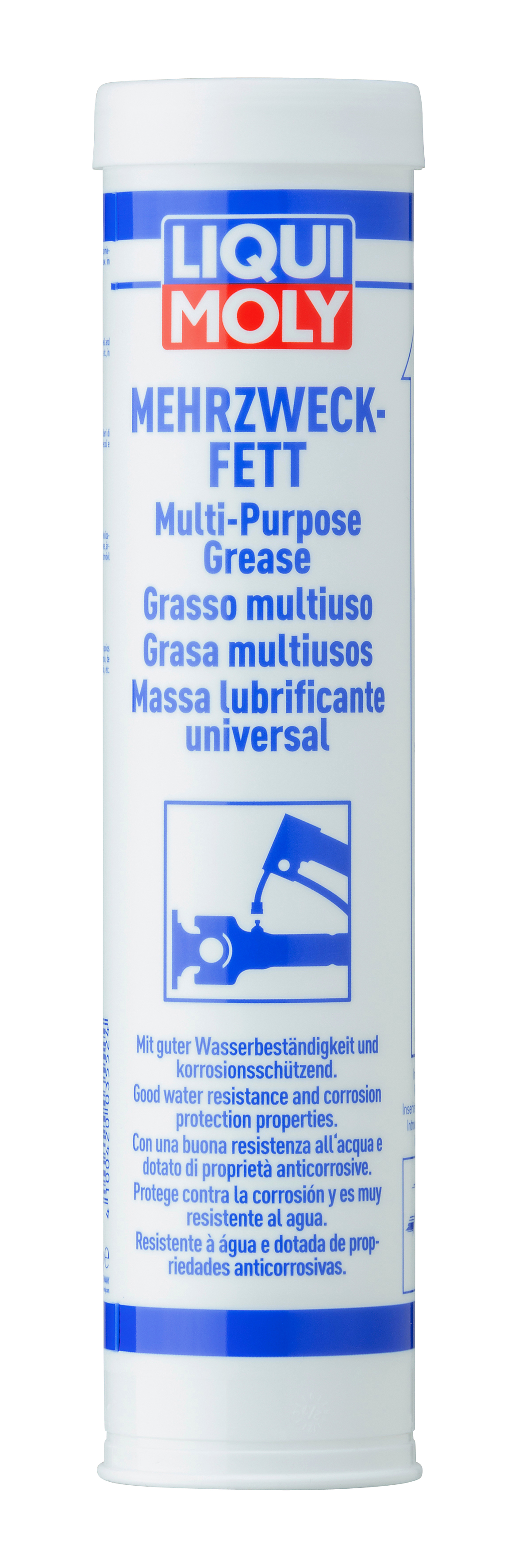 Liqui Moly multipurpose grease container with a black lid and label, used for lubrication and maintenance in various applications.