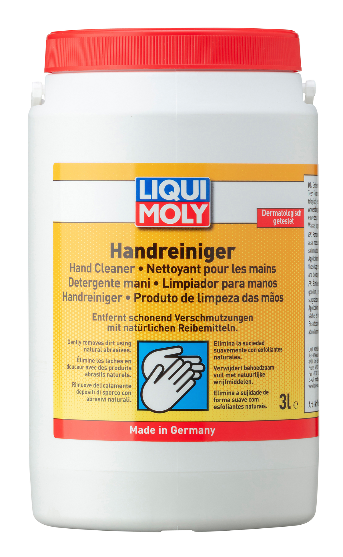 Liqui Moly Liquid Hand Cleaner 3L bottle for automotive detailing and heavy-duty hand cleaning.