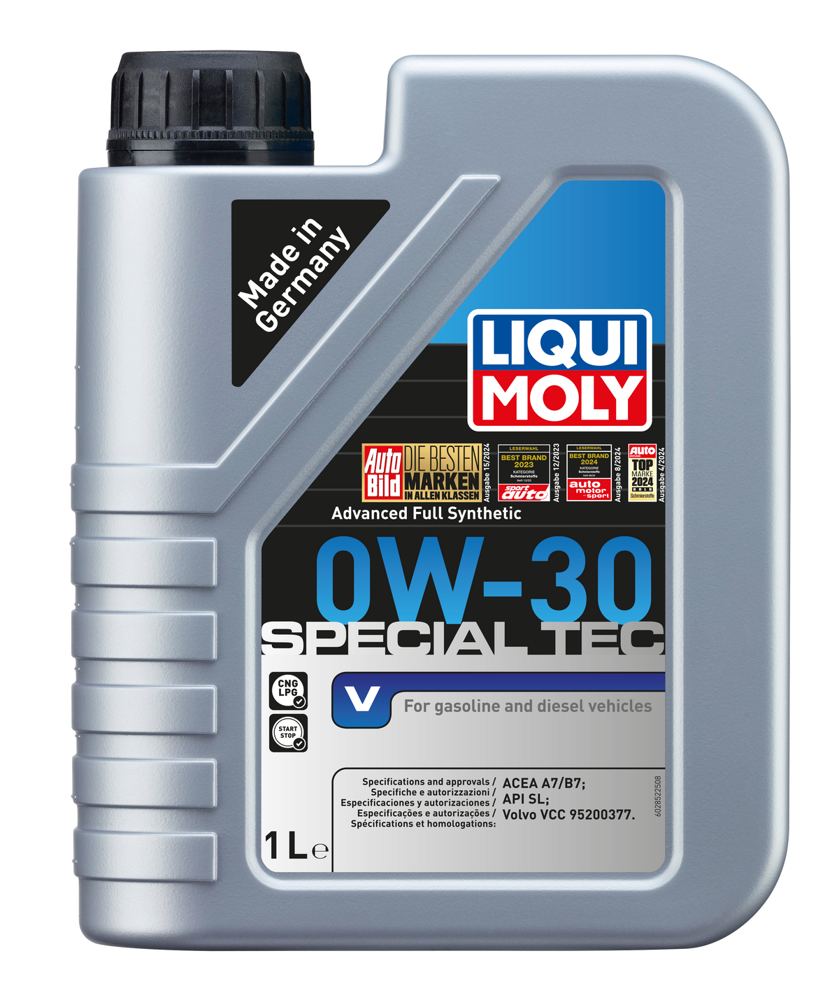 Liqui Moly Special Tec V 0W-30 engine oil bottle showing the label and product packaging.