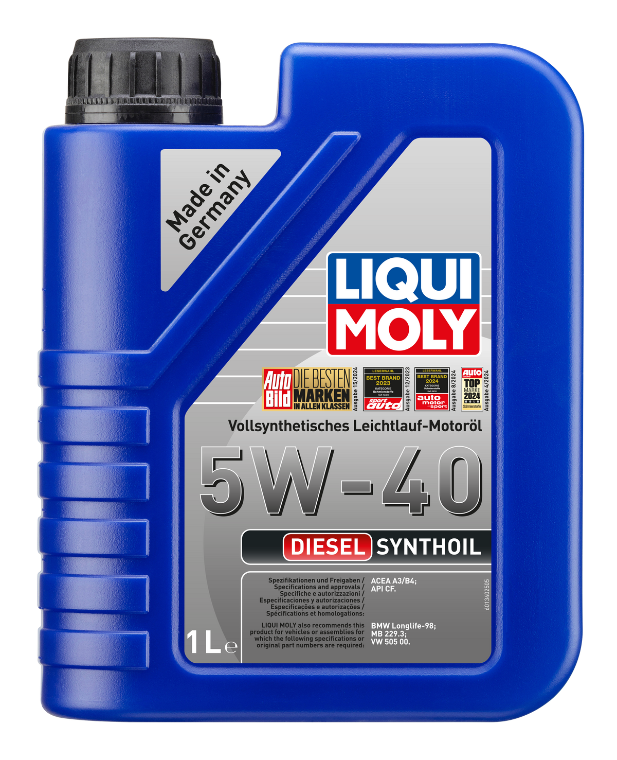 Liqui Moly Diesel Synthoil 5W-40 engine oil bottle with label, designed for diesel engines, high-performance synthetic motor oil.