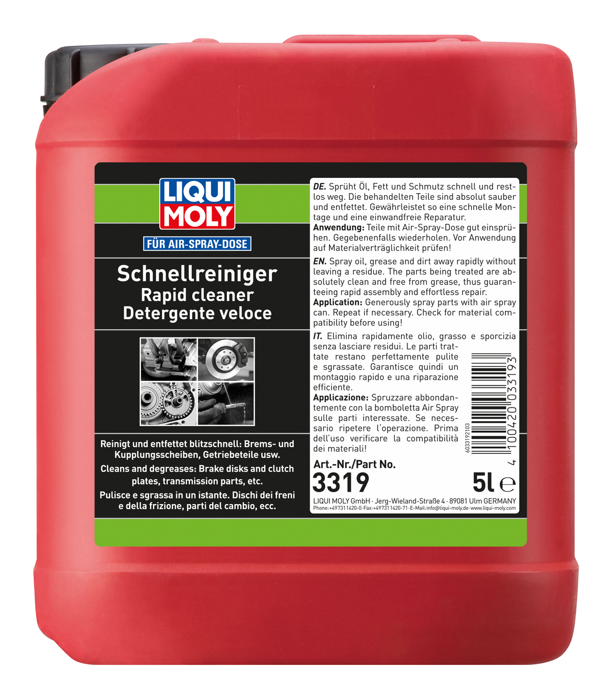 Liqui Moly Rapid Cleaner additive bottle, automotive treatment for engine and fuel system cleaning.