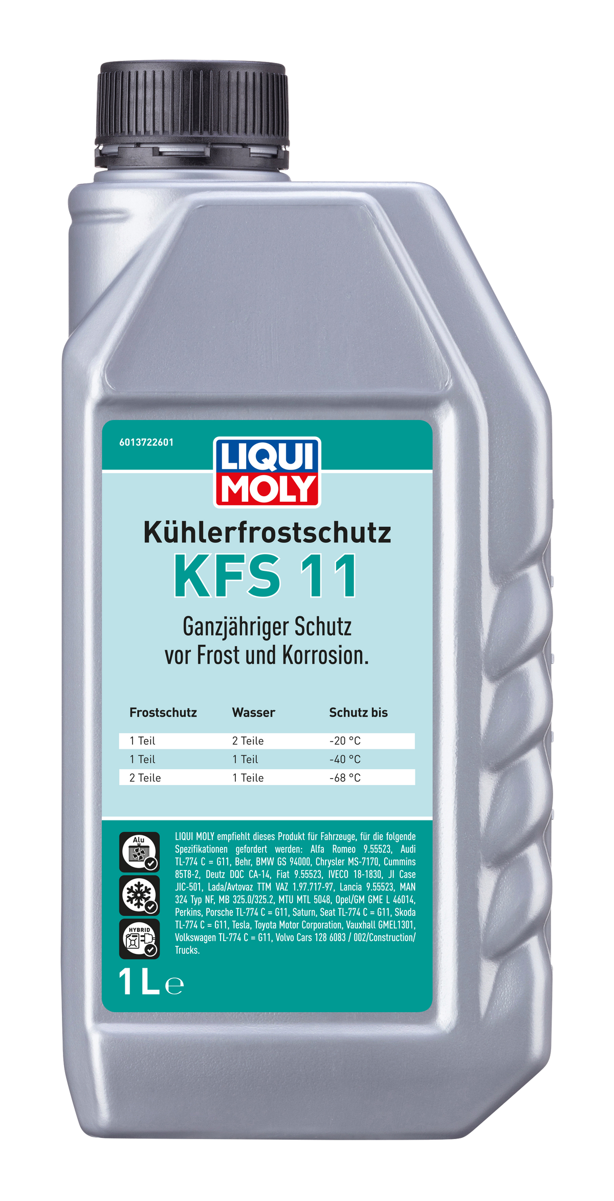 Liqui Moly Radiator Antifreeze KFS 11 coolant bottle with label and cap, designed for vehicle radiator cooling systems.