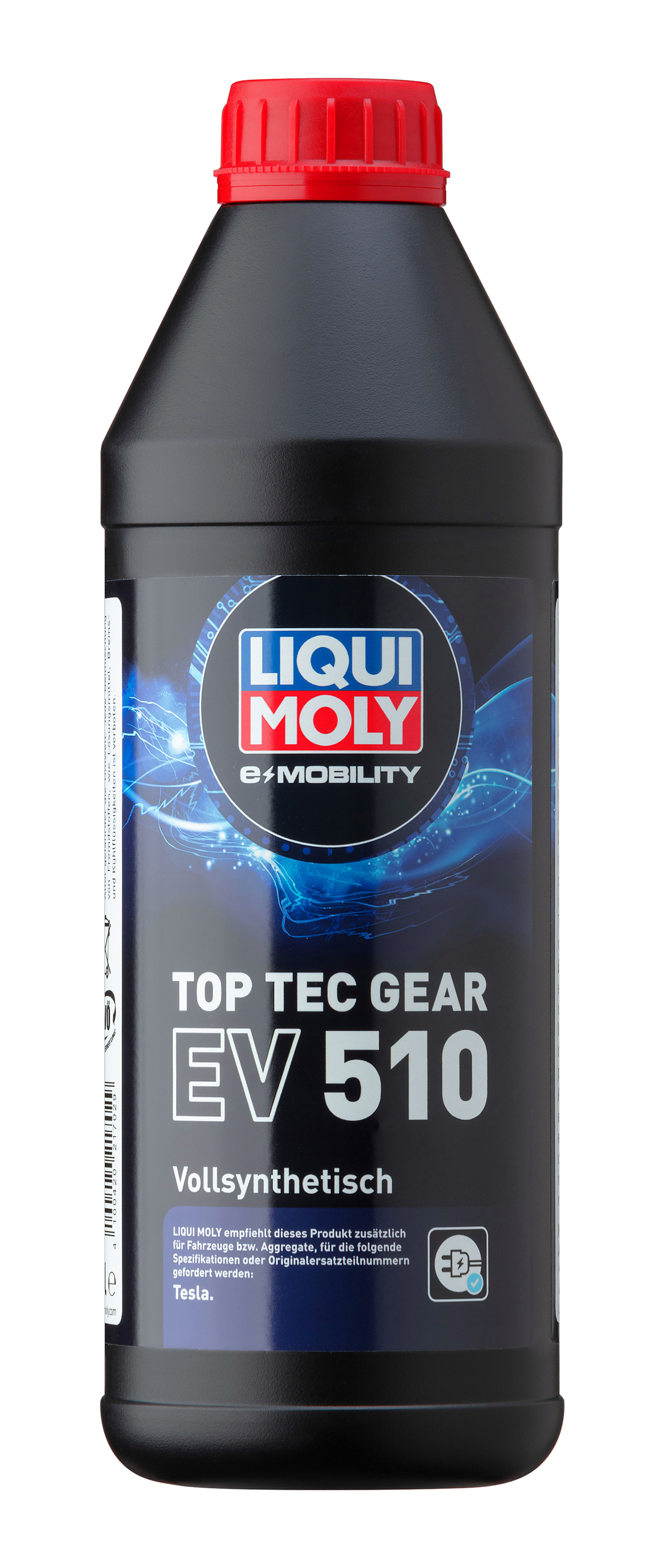 Liqui Moly Top Tec Gear EV 510 engine oil bottle, 1 liter, with label and cap visible, designed for electric vehicle gear systems