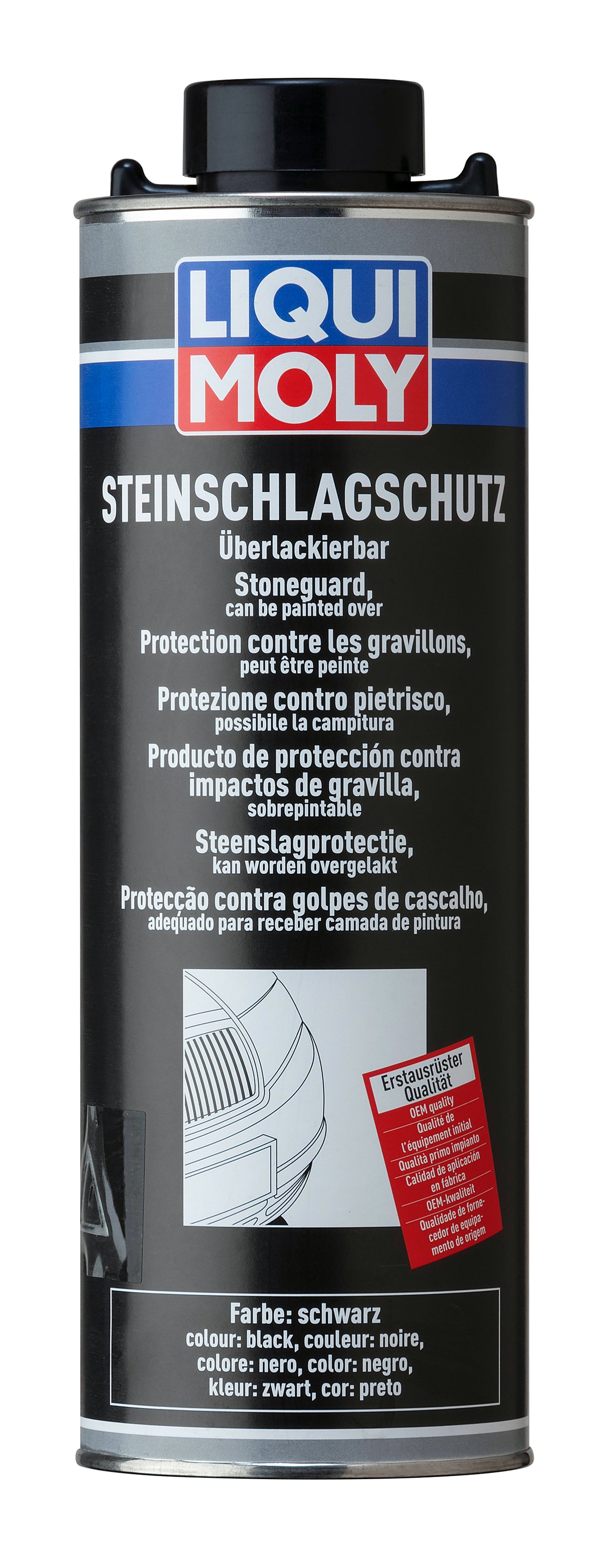 Liqui Moly Stoneguard 1L bottle of automotive adhesive and sealant, featuring a white container with a black cap and product label