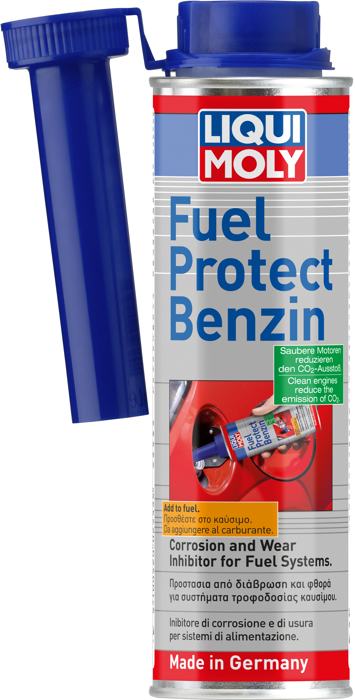 Liqui Moly Fuel Protect gasoline additive bottle, 300ml, designed to improve fuel system performance and engine efficiency.