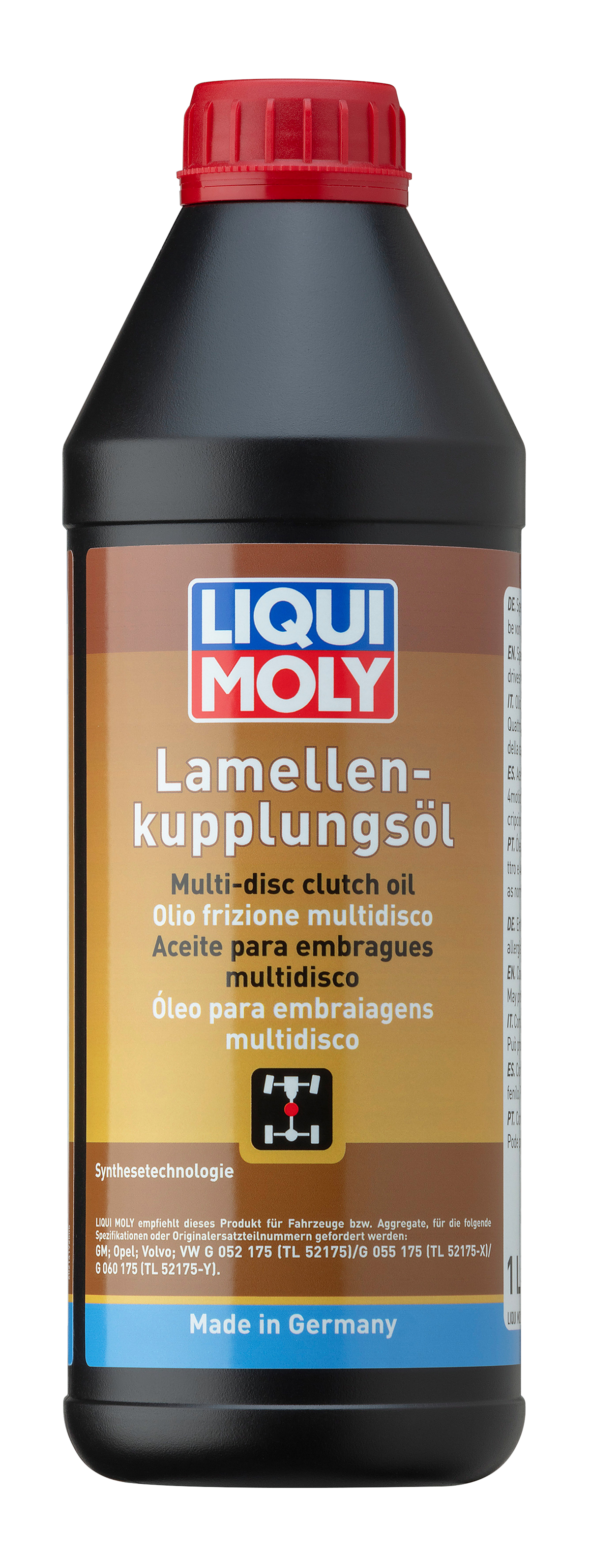 Liqui Moly Multi-Disc Clutch Oil 1L bottle, gearbox fluid for clutch systems, with a white cap and label featuring Liqui Moly branding.