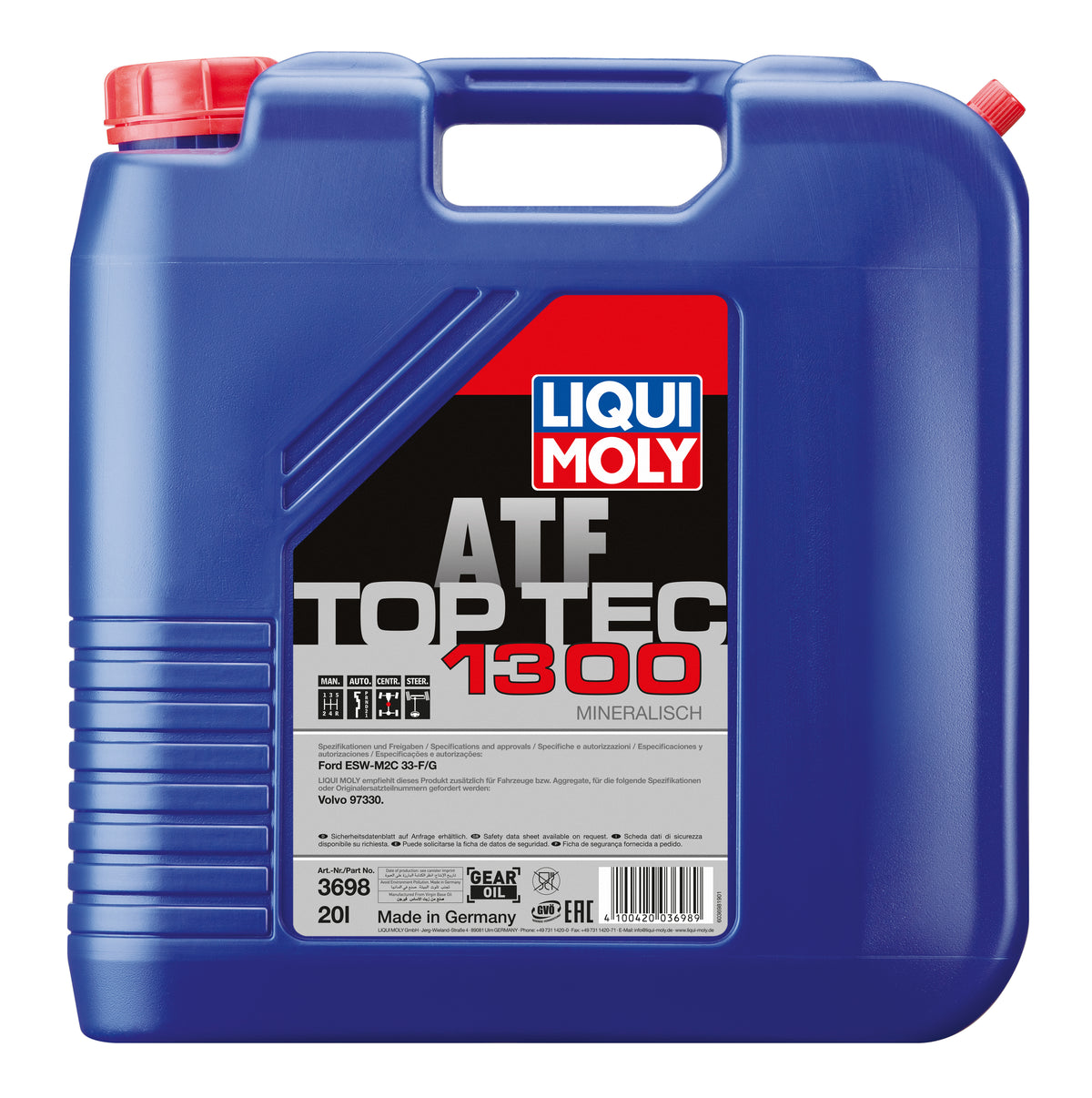 Liqui Moly Top Tec ATF 1300 gearbox fluid bottle, high-quality automatic transmission fluid for vehicles.