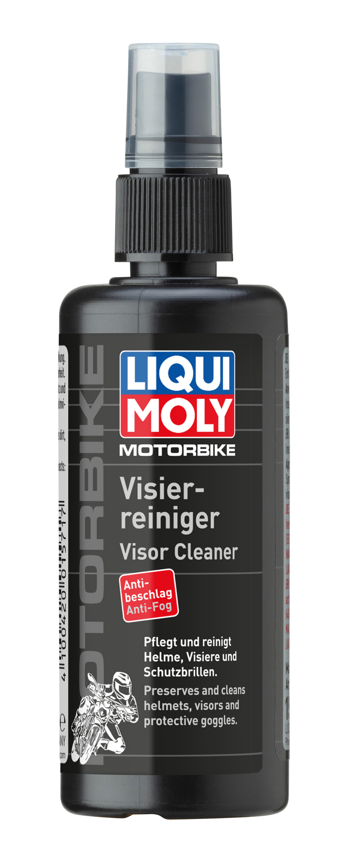 Liqui Moly Motorbike Visor Cleaner 100ml bottle with label, designed for cleaning motorcycle helmet visors.