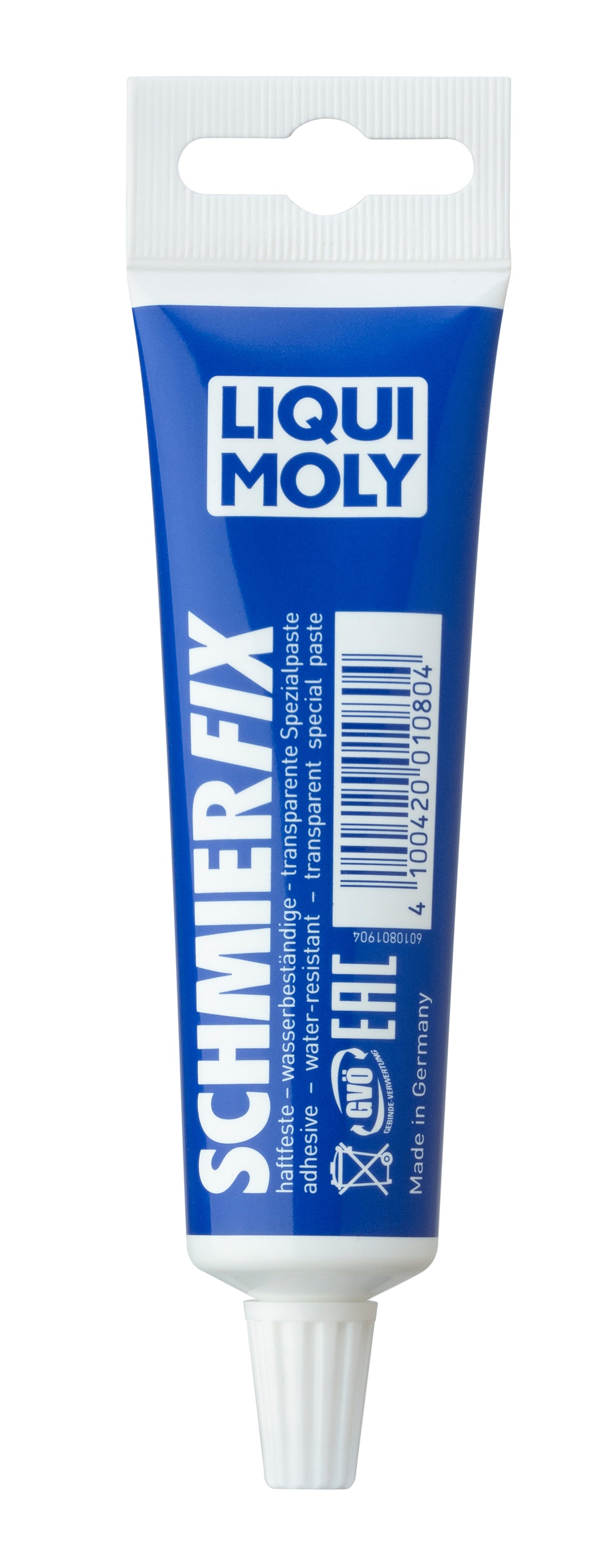 Liqui Moly Lubricant Fix 50g jar showing grease product with white and yellow labeling for automotive lubrication and repair.