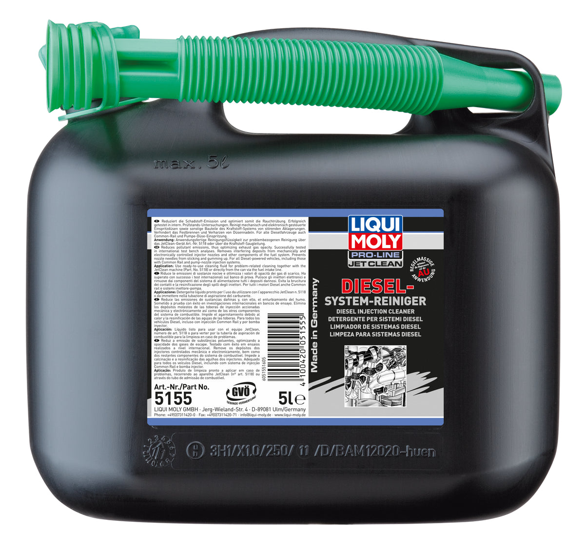 Liqui Moly Pro-Line Jetclean Diesel Injection Cleaner bottle, additive treatment for diesel engine fuel system cleaning.