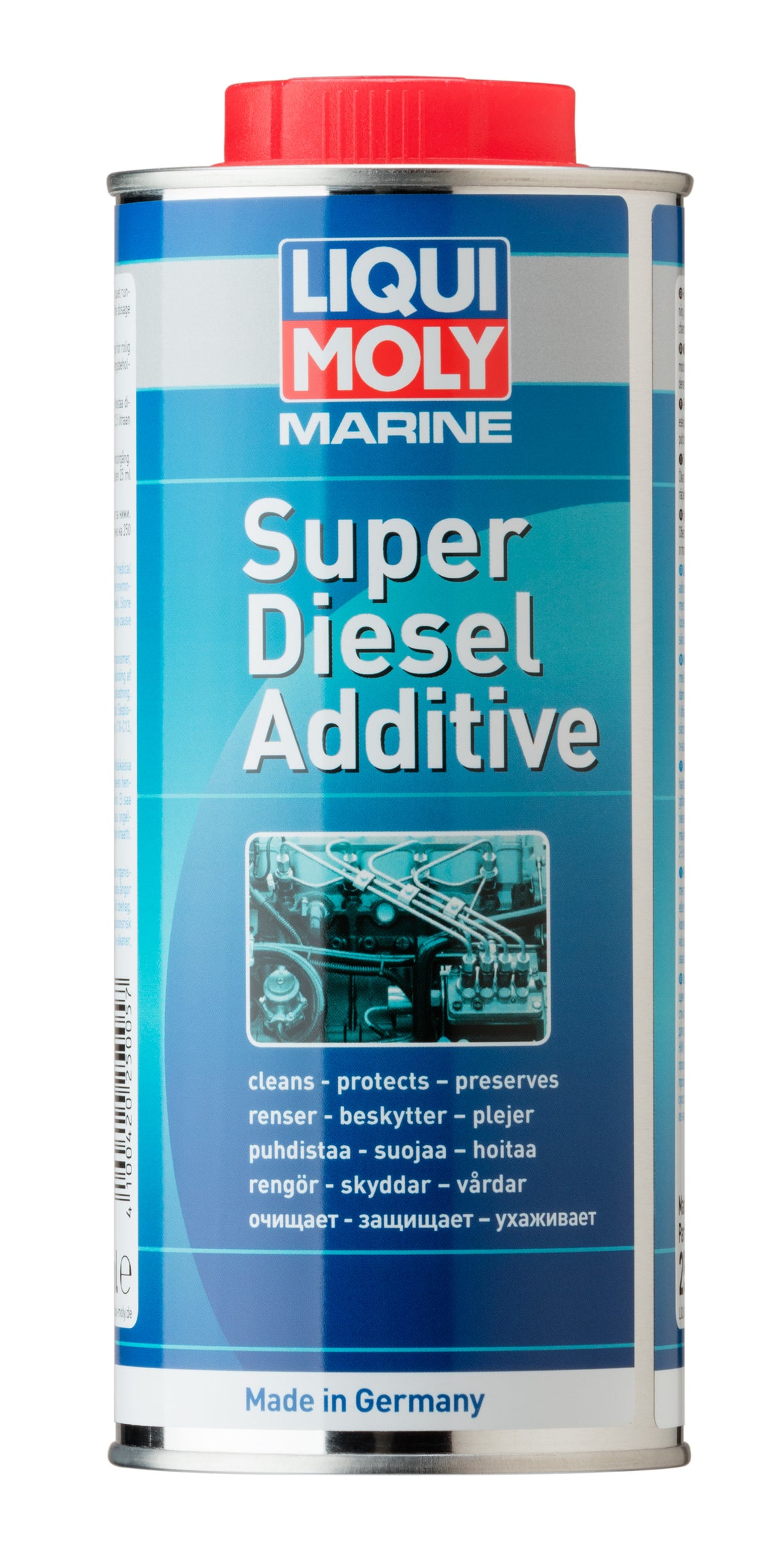 Liqui Moly Marine Super Diesel Additive bottle for marine engines, with label and cap visible in the image.