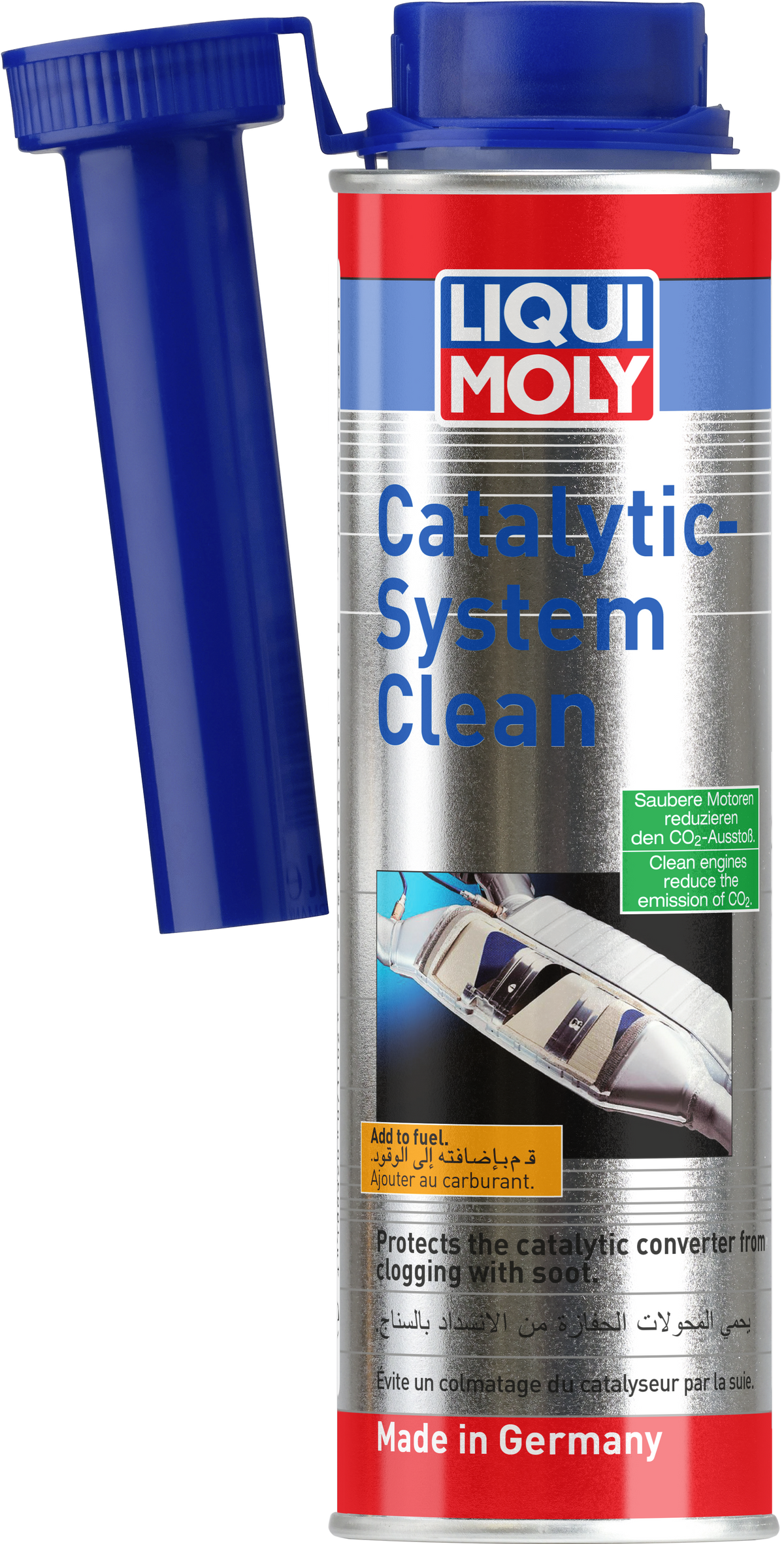 Liqui Moly Catalytic-System Clean additive in a 300ml bottle, designed to clean and improve vehicle catalytic converters.