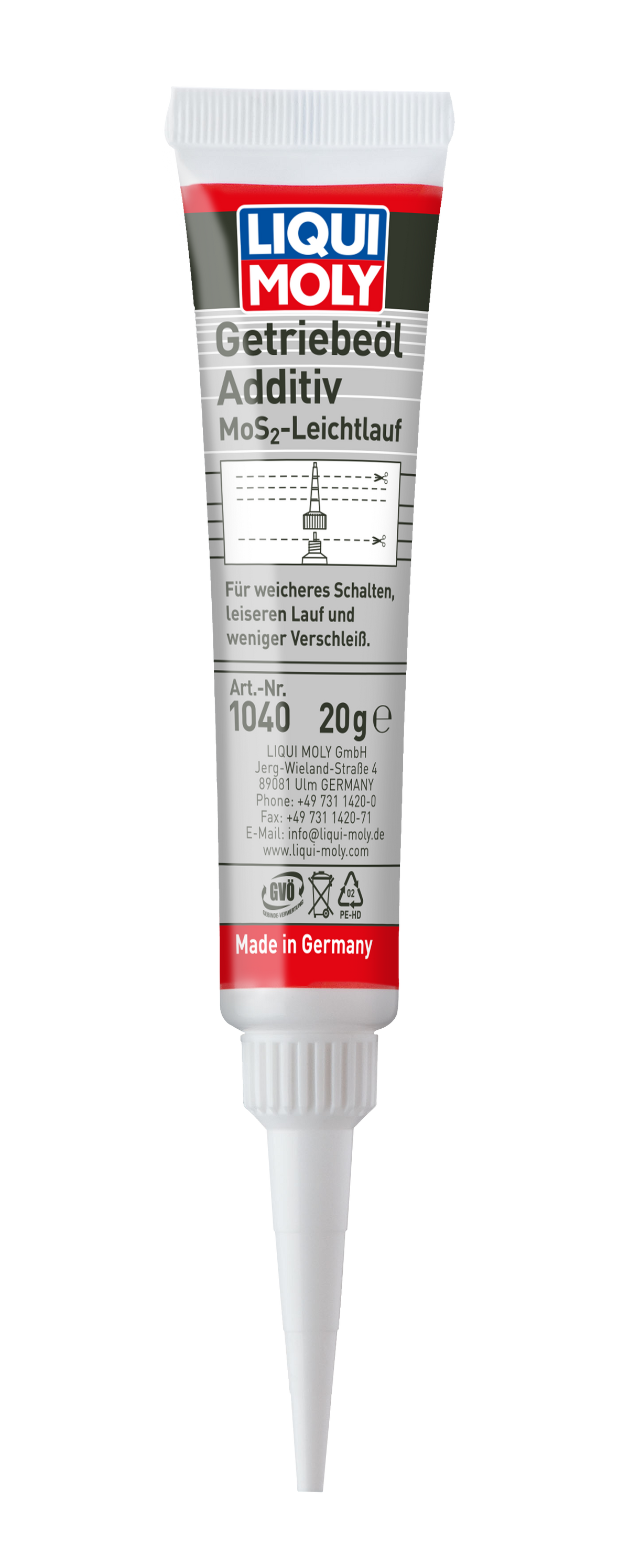 Liqui Moly Gear Oil Additive for gearbox fluid, showing a bottle of Liqui Moly gearbox lubricant additive.