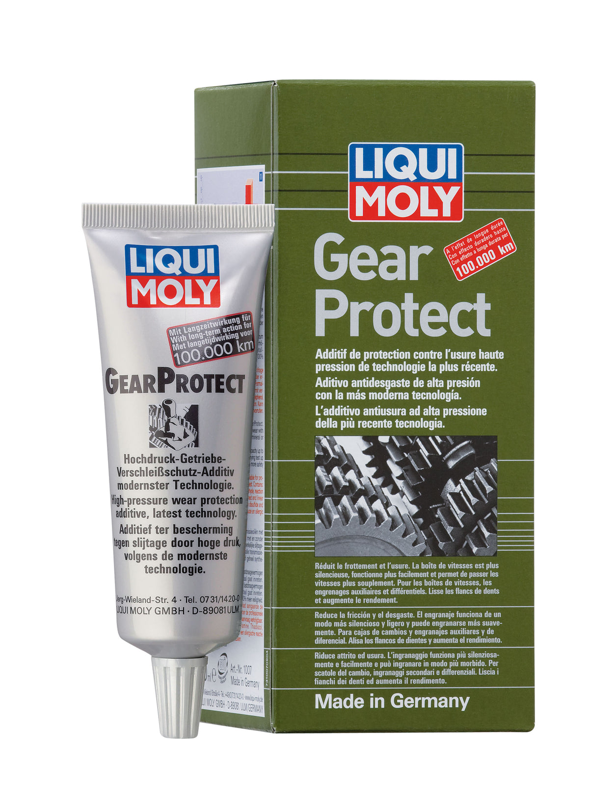 Liqui Moly Gear Protect additive bottle for gear treatment with protective formula, 80ml container on a white background.