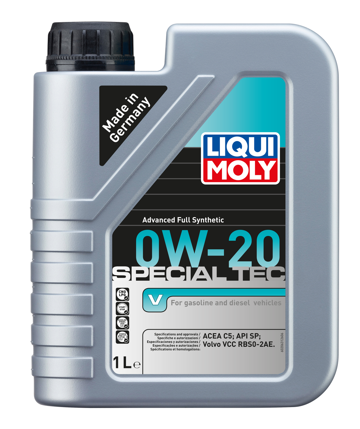Liqui Moly Special Tec V 0W-20 engine oil bottle, high-performance motor oil for vehicle engine lubrication.