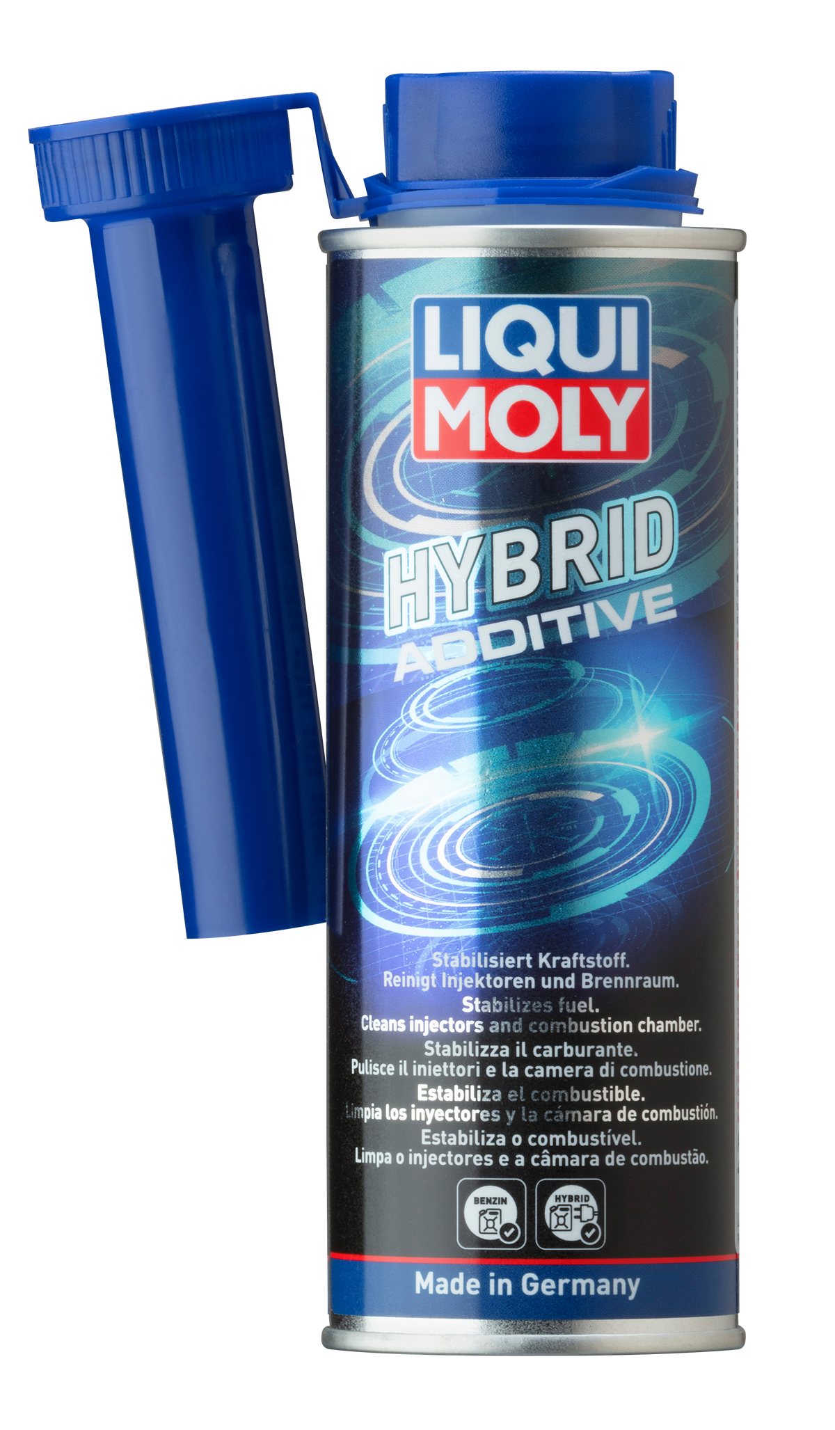 Liqui Moly Hybrid Additive 250ml bottle for vehicle treatments, featuring the product label and packaging.