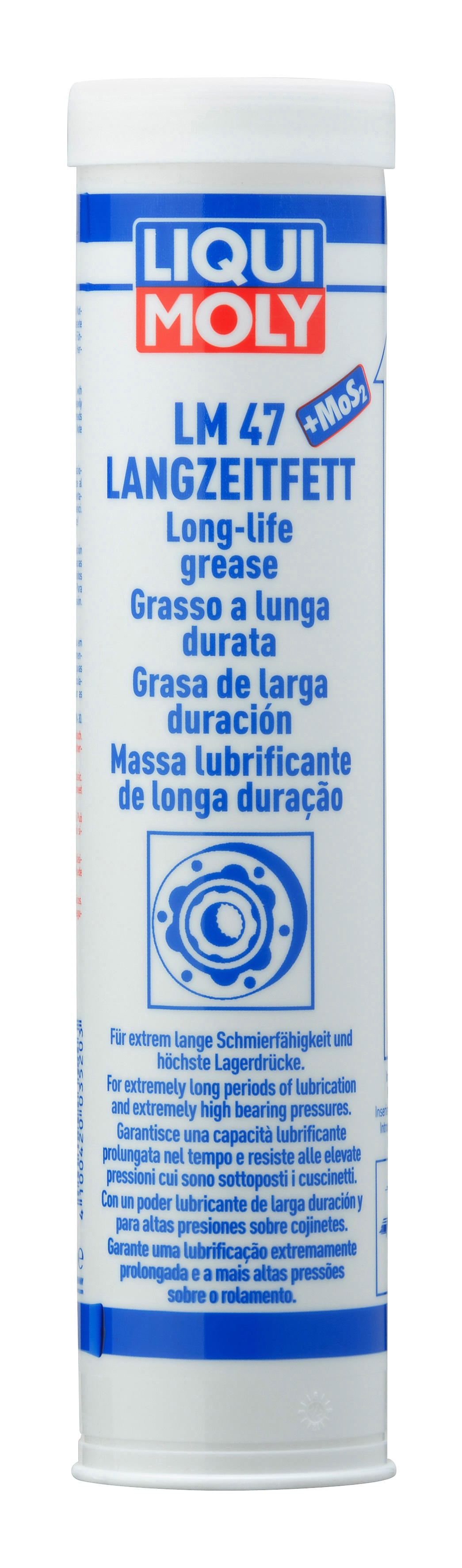 Liqui Moly LM 47 Long-Life Grease with MOS2, a high-performance lubricant for automotive and industrial applications.