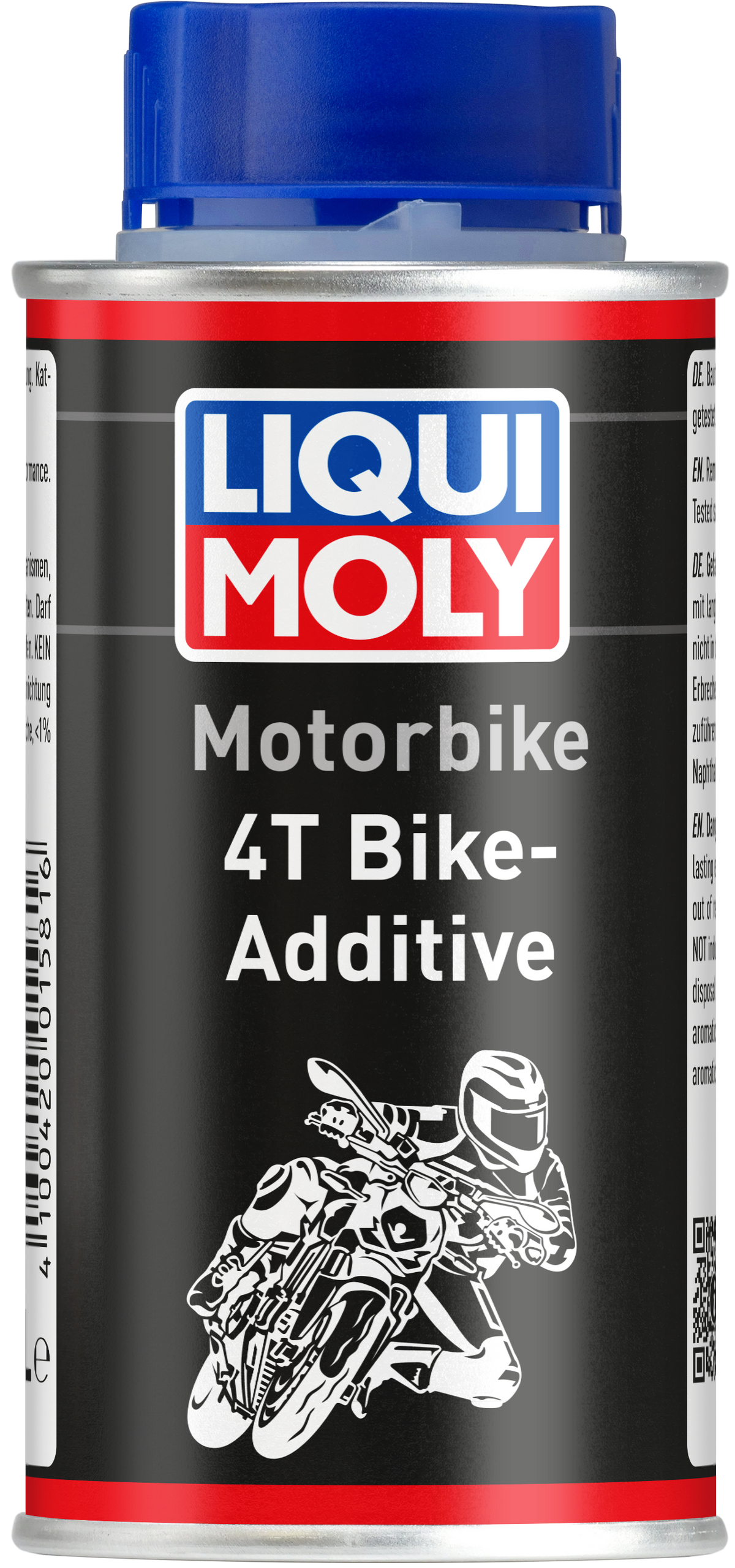 Liqui Moly Motorbike 4T 125ml additive bottle for motorcycle engine performance, with label and cap visible.