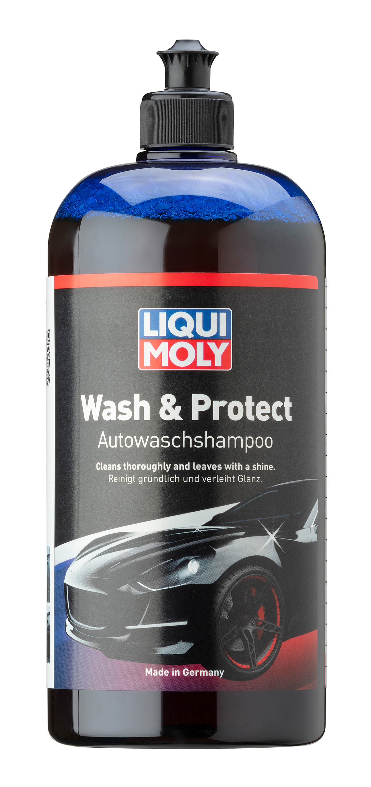 Liqui Moly Wash and Protect 1L detailing product bottle with label, used for car cleaning and protection.