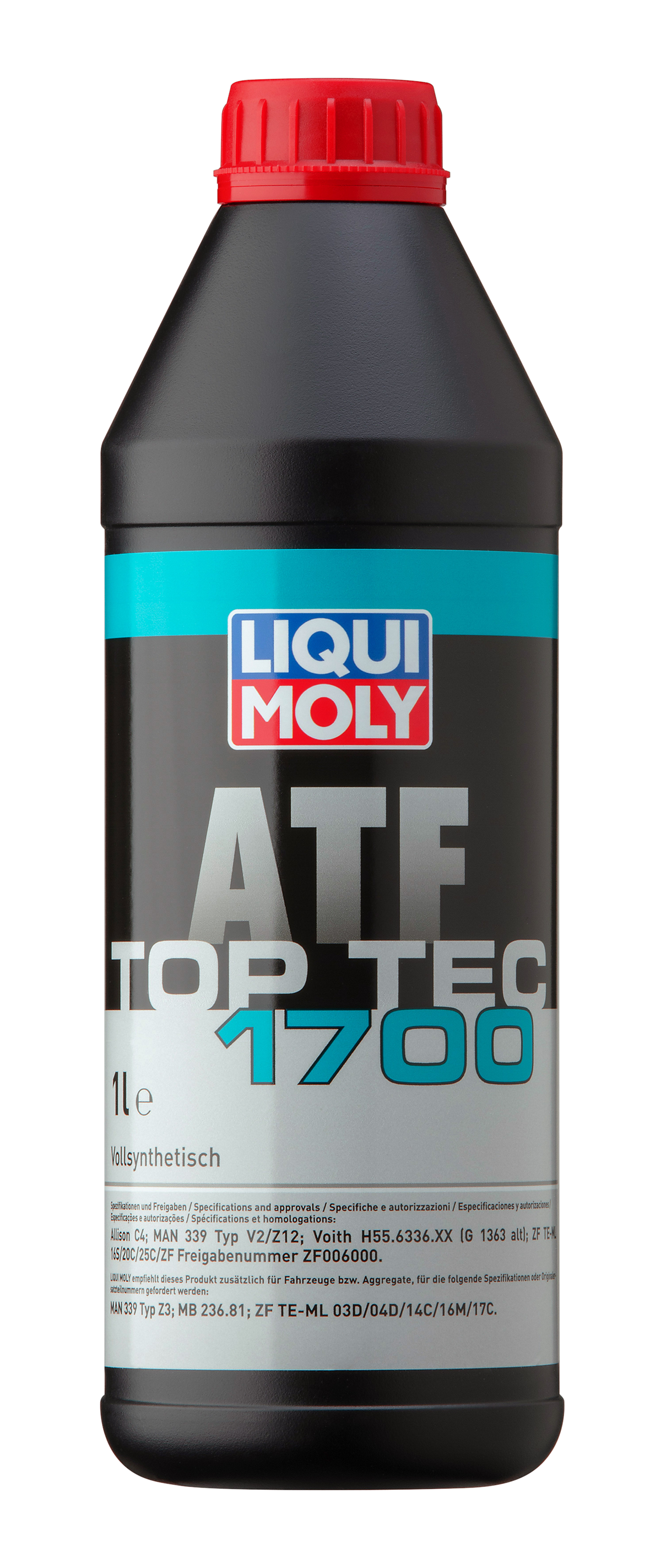 Liqui Moly Top Tec ATF 1700 gearbox fluid bottle, high-quality automatic transmission fluid for vehicles.
