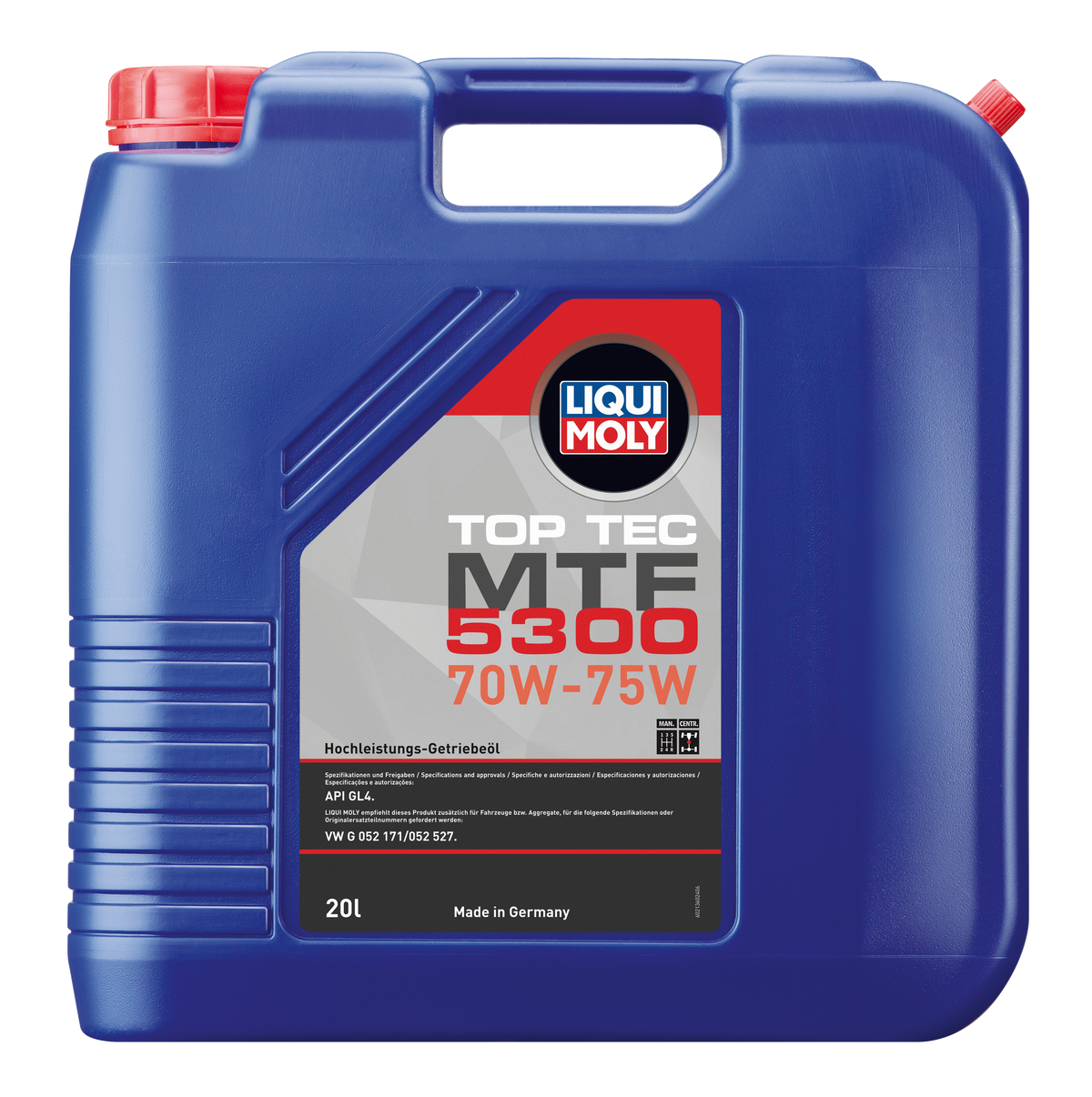 Liqui Moly Top Tec MTF 5300 70W-75W gearbox fluid container, ideal for transmission lubrication and maintenance.