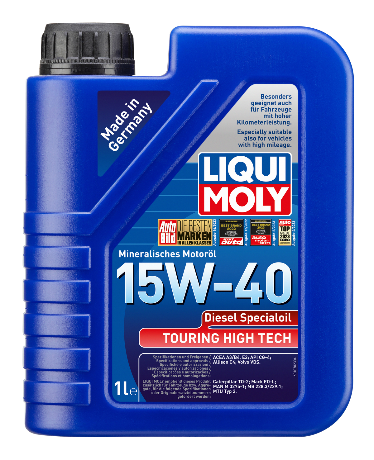Liqui Moly Touring High Tech Diesel Special Oil 15W-40 engine oil container with product label and branding visible.
