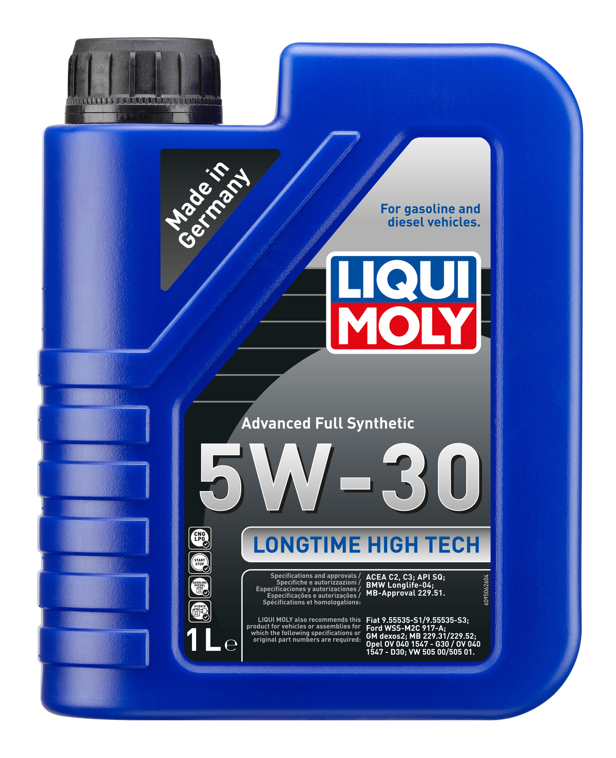 Liqui Moly Longtime High Tech 5W-30 engine oil bottle, showcasing the product label and branding.