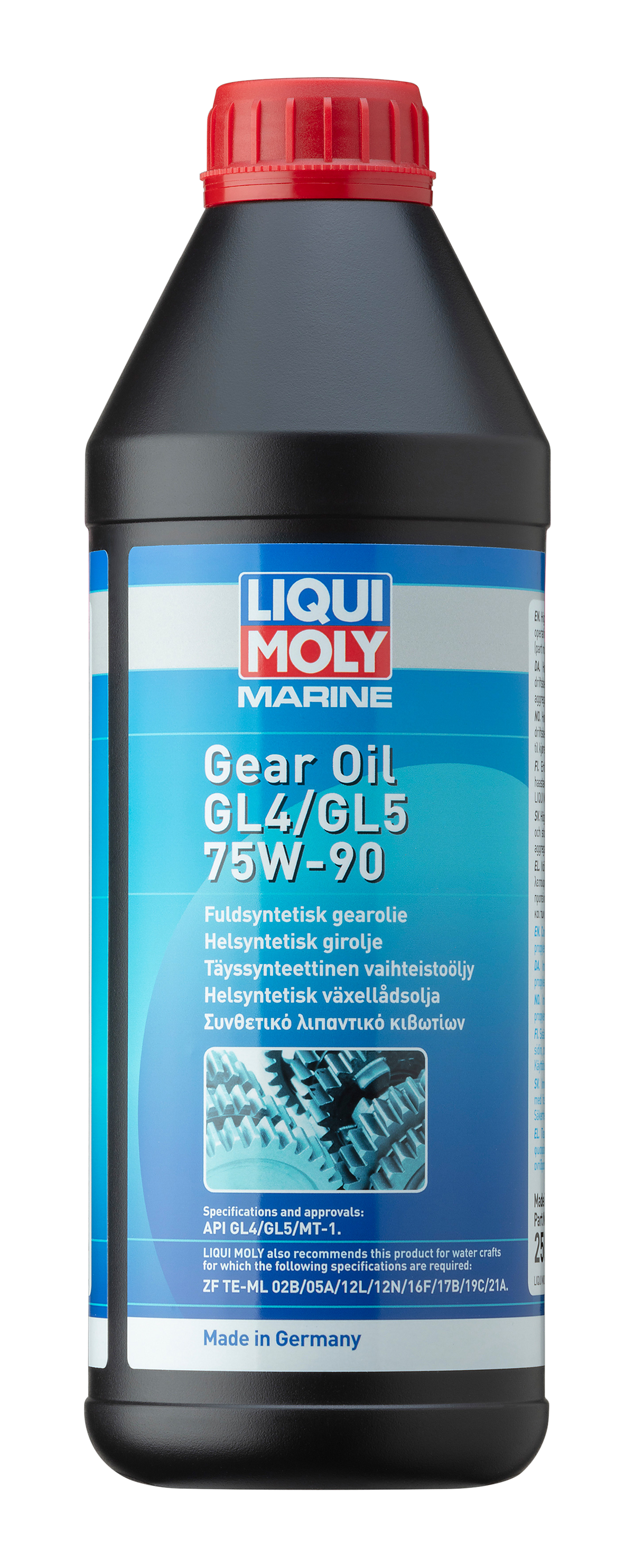 Liqui Moly Marine F/S Gear Oil GL4/GL5 75W-90 container, marine gear oil for transmission and gearbox lubrication