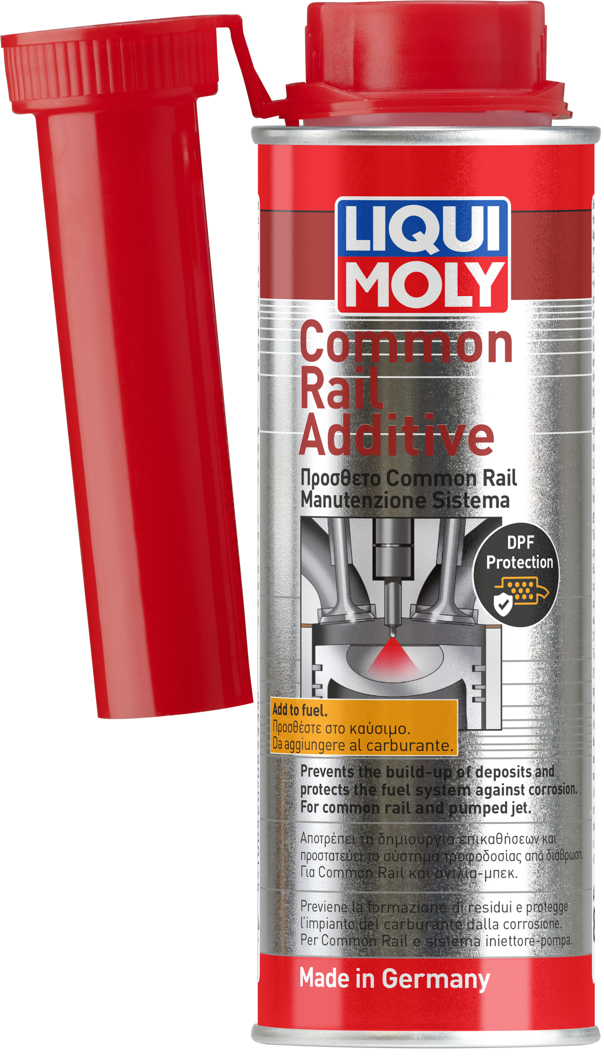 Liqui Moly Common Rail Additive in 250ml bottle, designed for diesel engine fuel system treatment and performance enhancement.