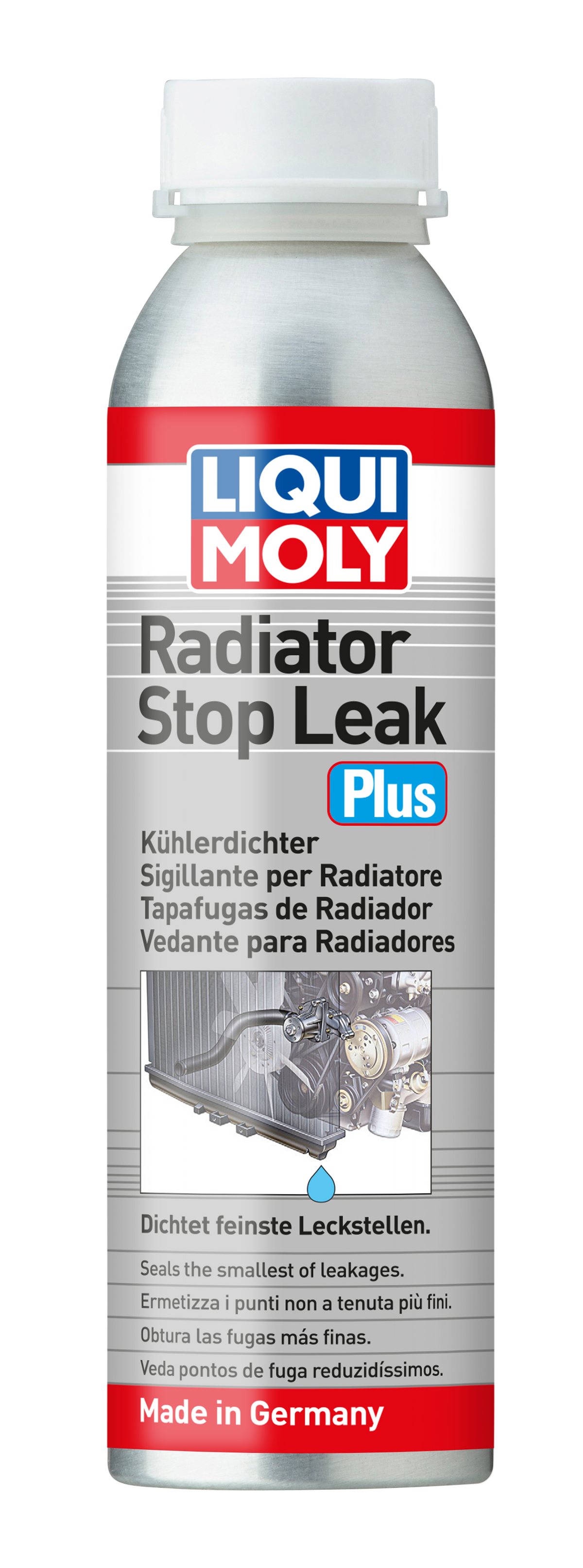 Liqui Moly Radiator Stop Leak Plus 250ml bottle, automotive radiator additive and coolant leak repair treatment.