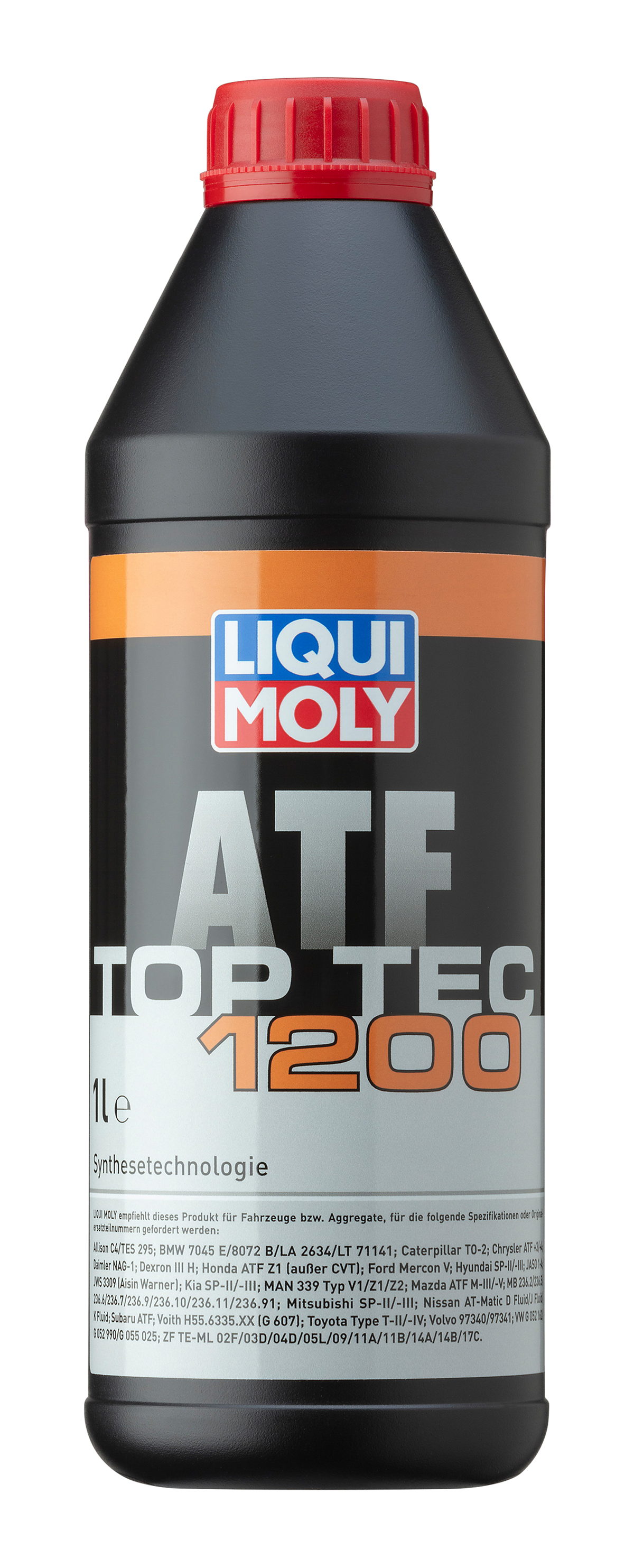 Liqui Moly Top Tec ATF 1200 gearbox fluid bottle, high-performance automatic transmission fluid for vehicles.