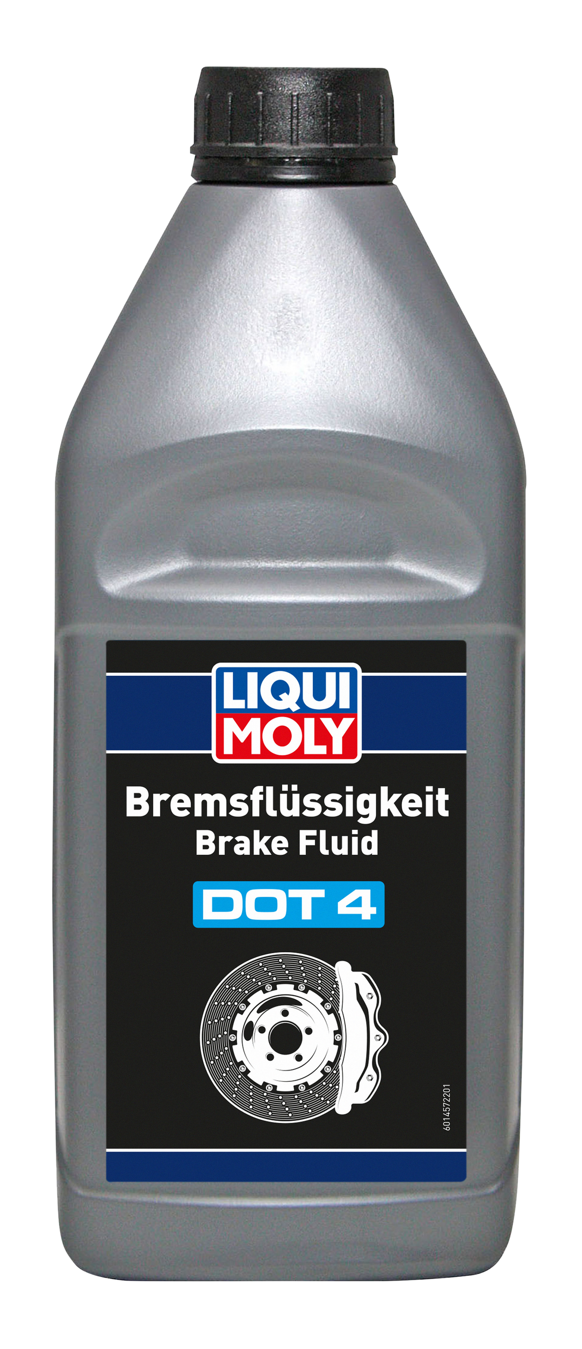 Liqui Moly Brake Fluid Dot 4 bottle with label showing in a close-up image, suitable for vehicle brake systems.