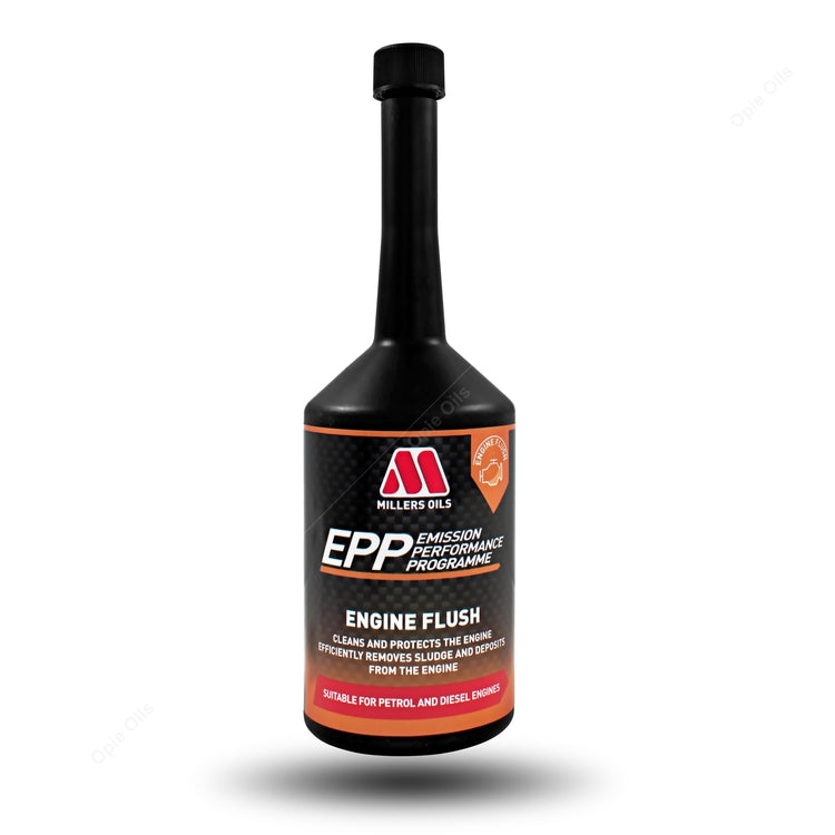 Millers EPP Engine Flush Additive 400ml bottle, automotive engine treatment for cleaning and maintenance.