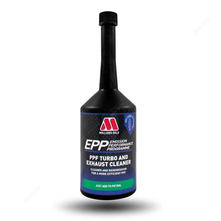 Millers Oils EPP PPF Turbo & Exhaust Cleaner 400ml bottle for automotive turbo and exhaust system treatment.