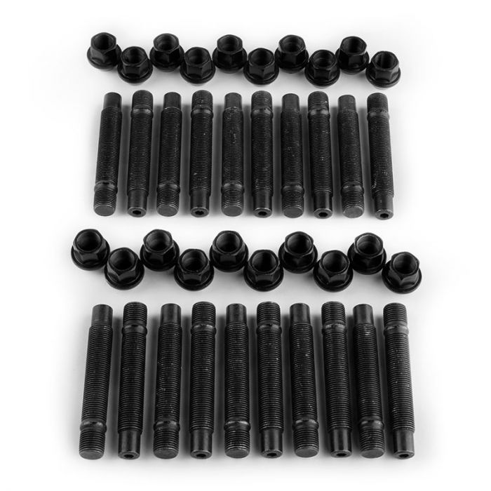 Millway Motorsport M14x1.25 black wheel stud conversion set showing stud design and HEX17 nuts