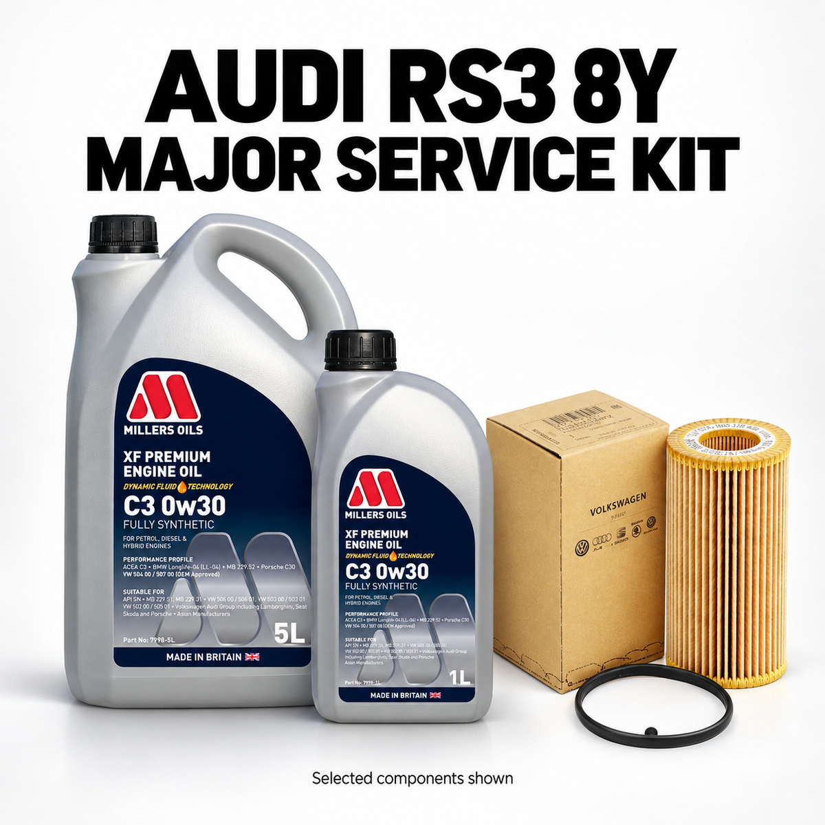 Audi RS3 8Y DNWC 2.5 TFSI Major Service Kit; selected components shown