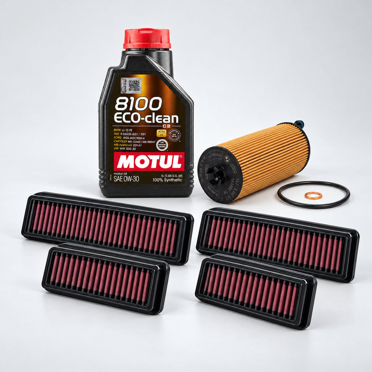 BMW S58 X3 M F97 / X4 M F98 major service kit with four K&N air filters – selected included components