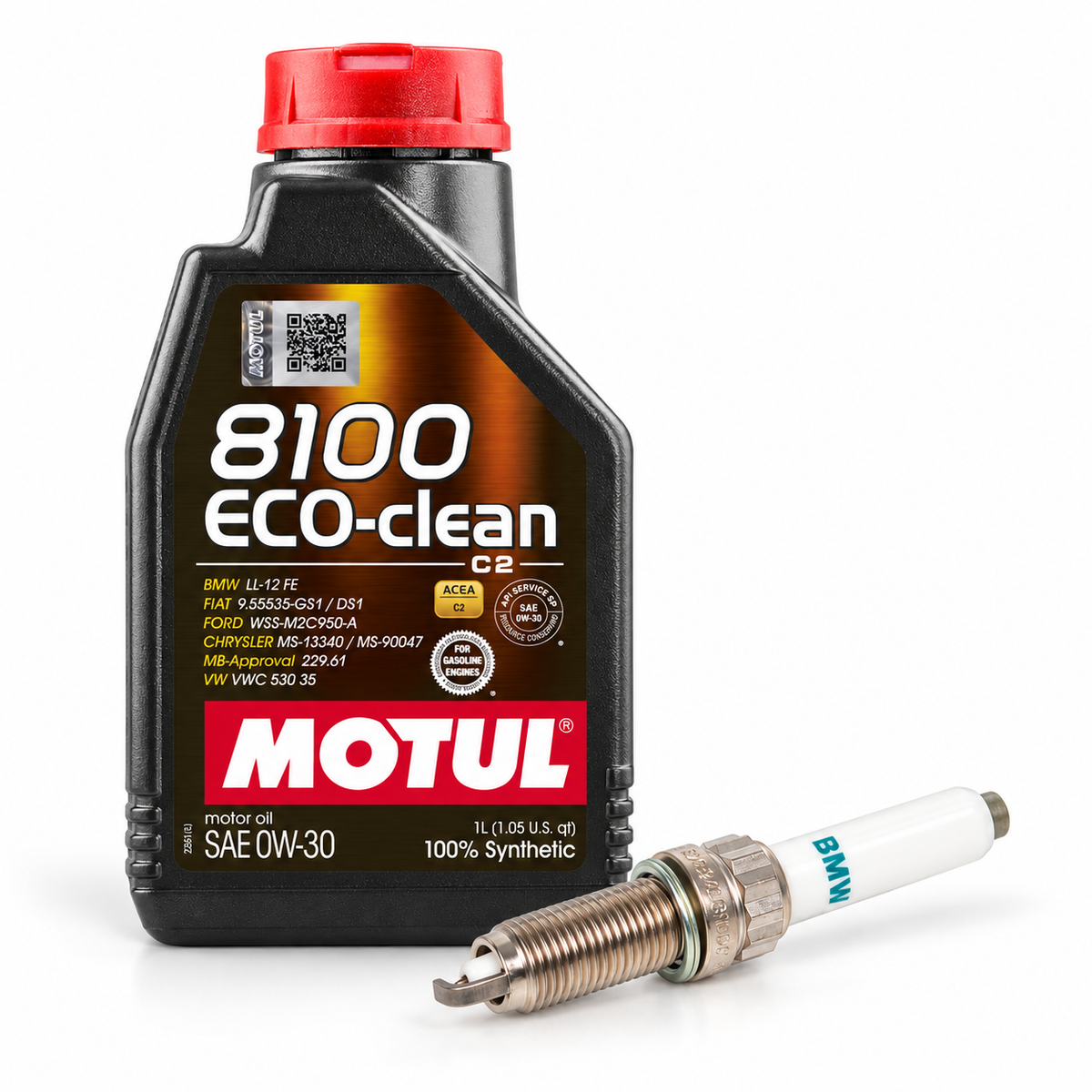 BMW N63 Denso major kit selected components: LL-12 FE Motul oil and Genuine BMW spark plug; full quantities in description