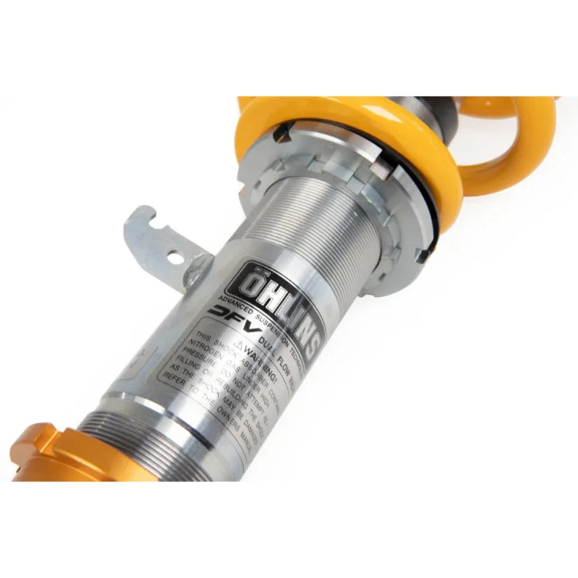 Ohlins Road & Track Coilovers DFV 1-way for BMW M3 G80 G81 M4 G82 G83 no xDrive, showing adjustable coilover suspension.