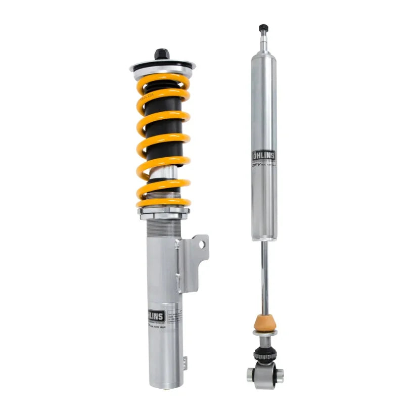 Ohlins Road & Track Coilovers DFV 1-way for Cupra Leon KL FWD 2020+, TUV approved, shown installed on vehicle suspension.
