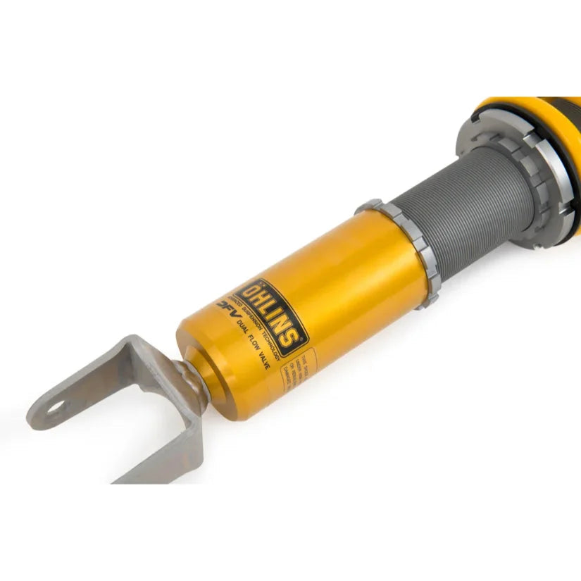 Ohlins Road & Track Coilovers DFV for Fiat 124 Spider, showing front springs and coilover components with TUV approval.