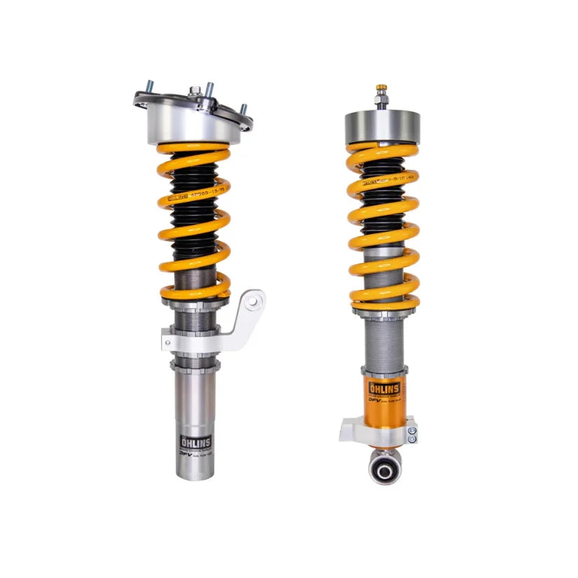 Ohlins Road & Track Coilovers DFV 1-way for Porsche 911 991/991.2 non-GT3, showing coilover components and branding.