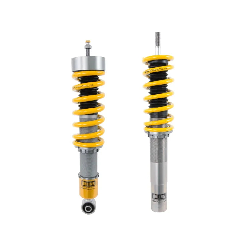Ohlins Road & Track Coilovers DFV 1-way for Porsche 911 996 GT2 GT3 RS 99-04, TUV approved, showing coilover suspension components.