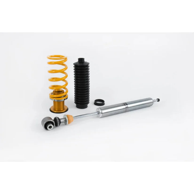 Ohlins Road & Track Coilovers DFV 1-way for Volkswagen Golf MK7 GTI 5G FWD models, TUV approved, shown installed on vehicle.