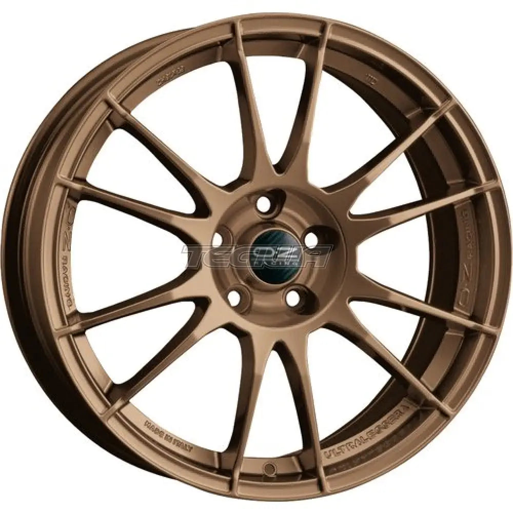 OZ Racing Ultraleggera 18x9 alloy wheel in matte bronze with ET55 offset and 5x114.3 bolt pattern.