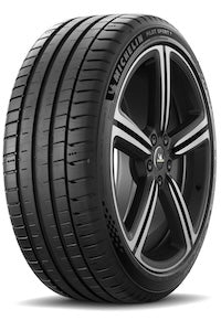 Michelin Pilot Sport 5 tire with tread pattern and sidewall design visible, high-performance summer tire for sports cars.