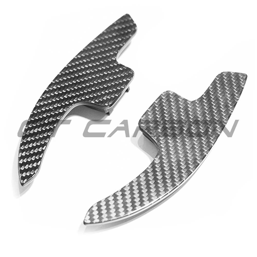 CT Carbon carbon fiber shifter paddles for Audi A3, S3, RS3, RS6 C8, showcasing sleek, lightweight automotive accessories.